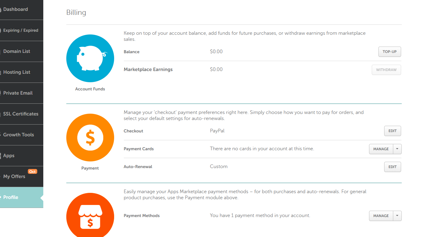 Namecheap 账单页面与自动续费管理入口